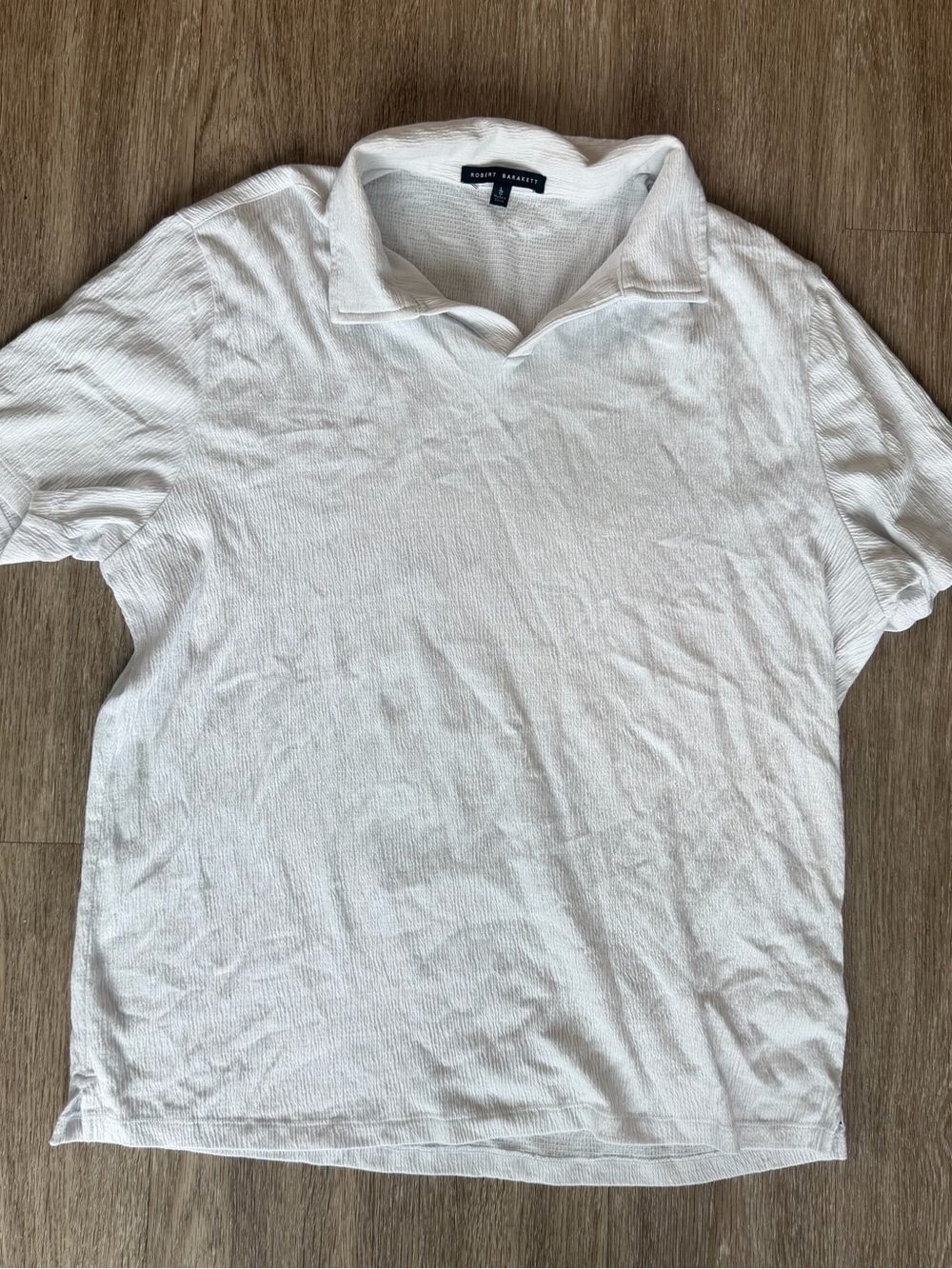 Robert Barakett White Textured Short-Sleeve Polo size large